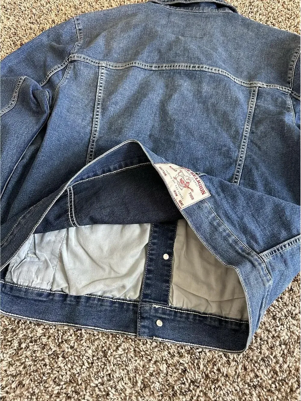 True Religion Denim Trucker Jacket Men's Blue Medium Flake New Size Large $159